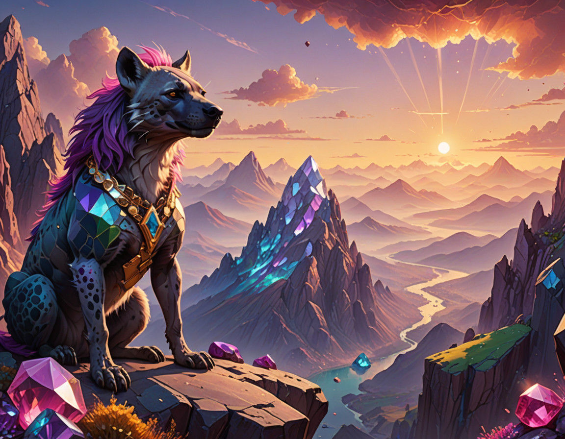 Majestic Gemstone Mountains in Vibrant, Dreamlike Quality