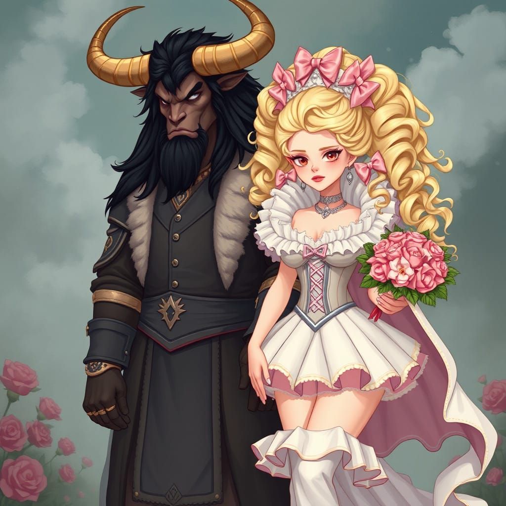 Regal Minotaur and His Whimsical Bride