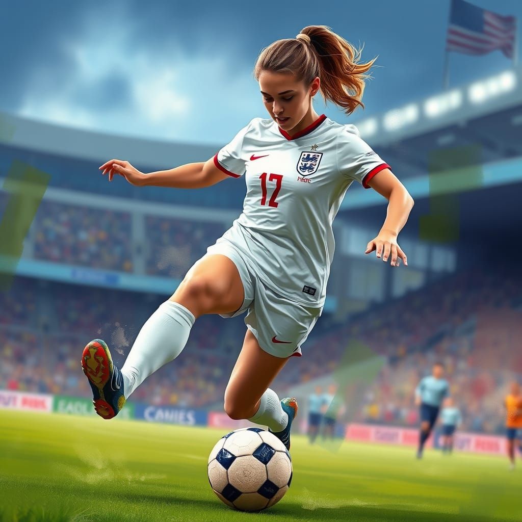 Dynamic Soccer Player in England Kit, Digital Art