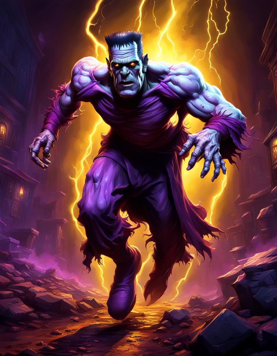 Frankenstein as The Flash: Dark Fantasy Concept Art