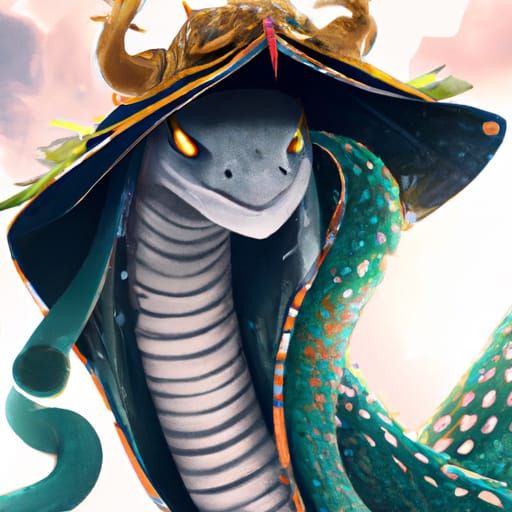 Crowned Snake in Anime Digital Illustration