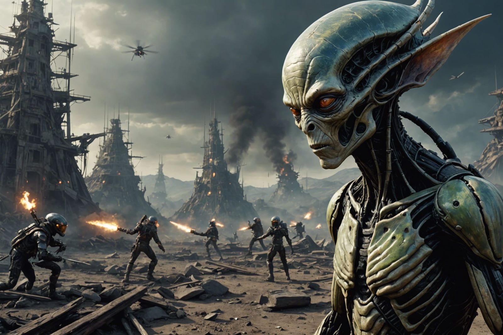 Abstract Alien Portrait in a Bizarre Landscape