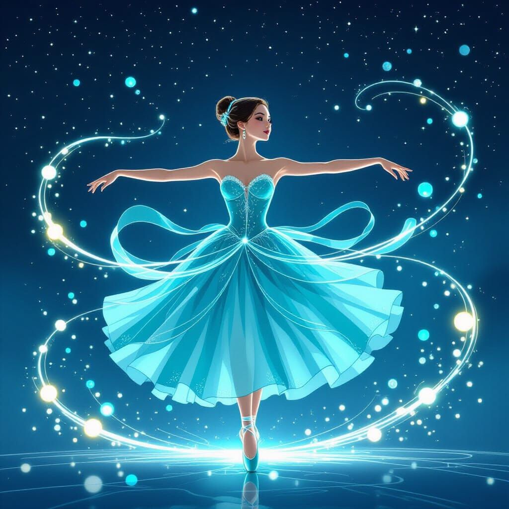 Ballerina in Starry Night Sky, Digital Art