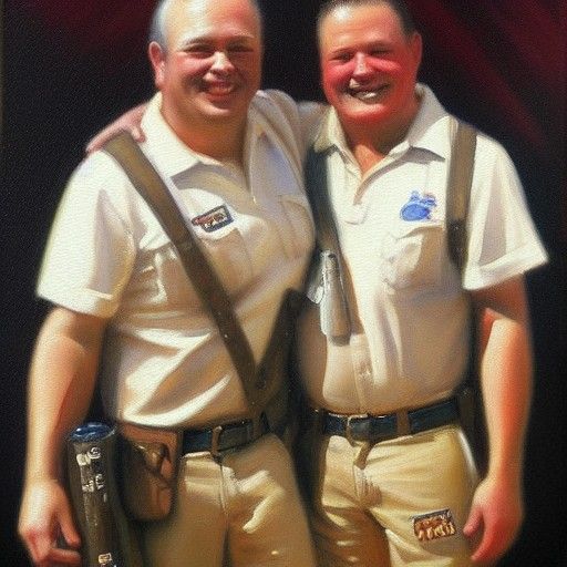 Hooters Waitresses Hugging: Oil Painting