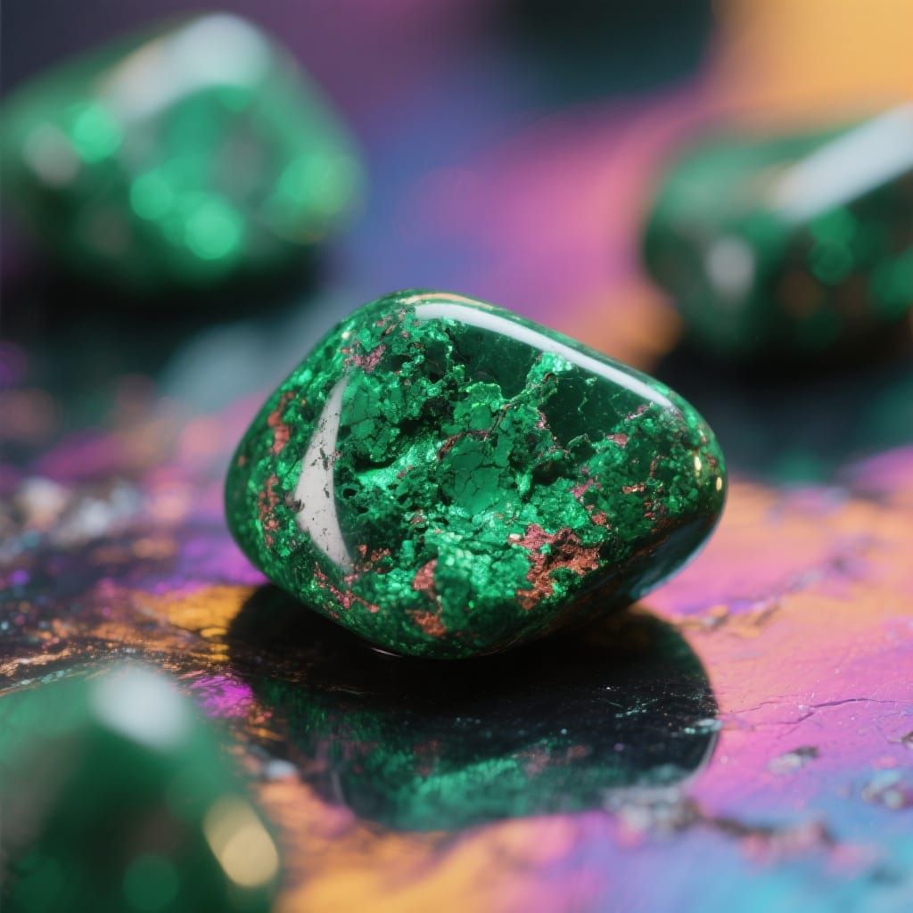 Vibrant Green Cuprite Stones, Hyperrealistic Detail