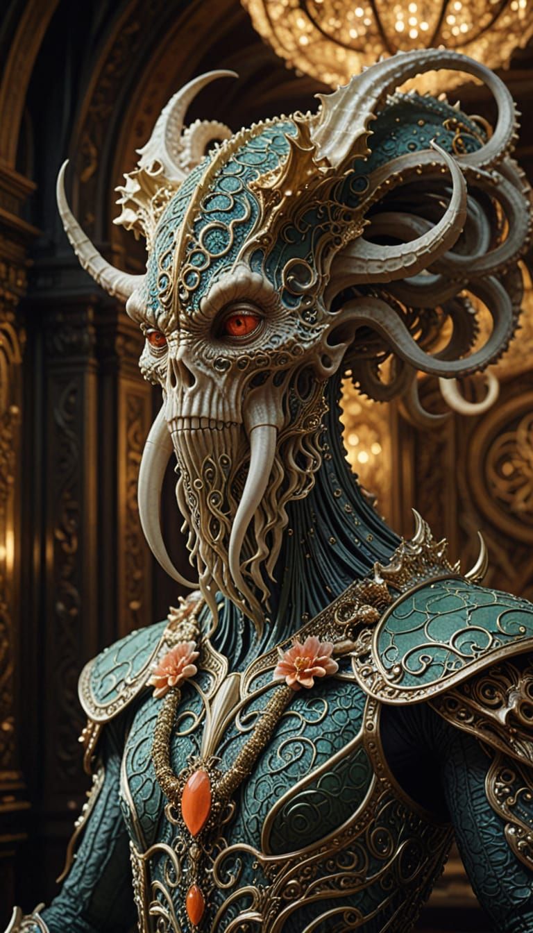Elegant, Alienated Cthulhu in Metallic Opulence
