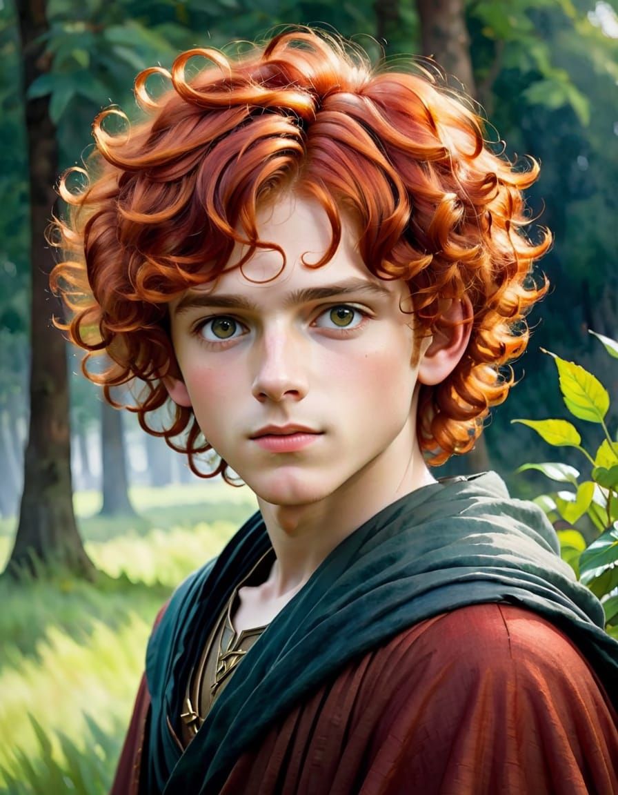 Expressive Watercolor Portrait of a Red-Haired Boy