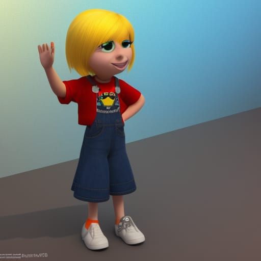 Cute Emo Nerd Girl: Pixar-Style 3D Digital Art