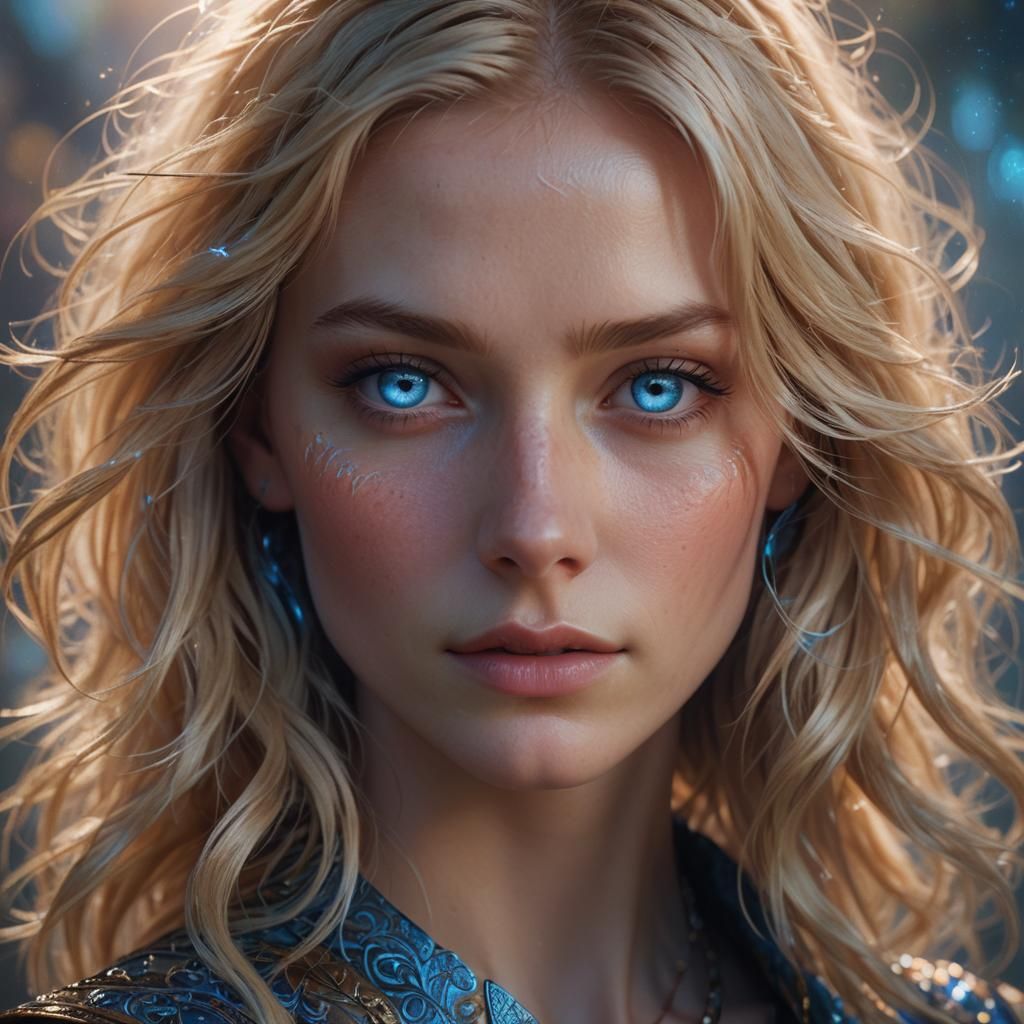 Dreamy Portrait of a Blonde Woman in Oil Paint