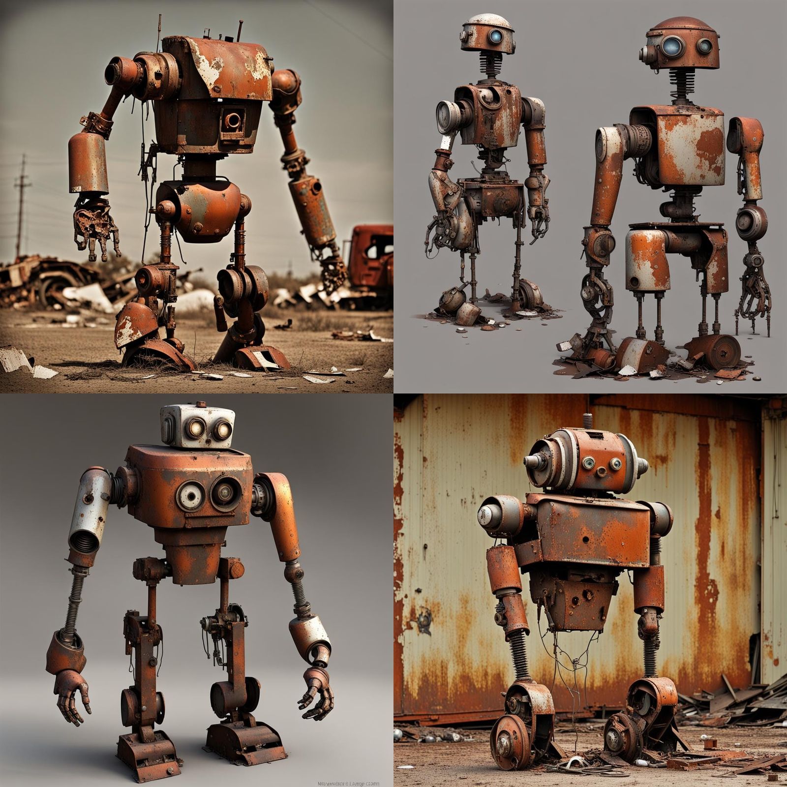 Junkyard Robot Assembled from Salvaged Scrap
