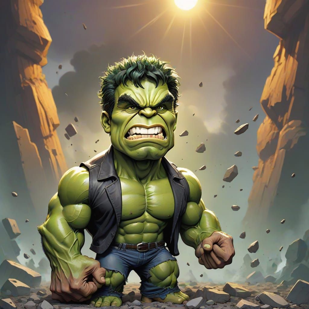 Humorous Caricature of the Incredible Hulk