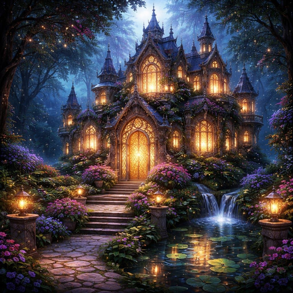 Magical Fantasy Mansion with Ornate Details