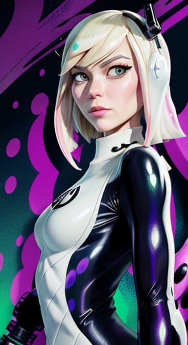 Gwen Stacy Splatoon Secret Agent in Comic Massurrealism