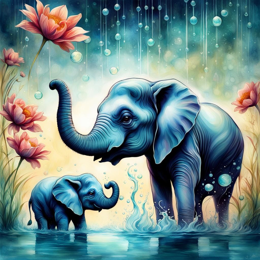 Mom and Baby Elephant