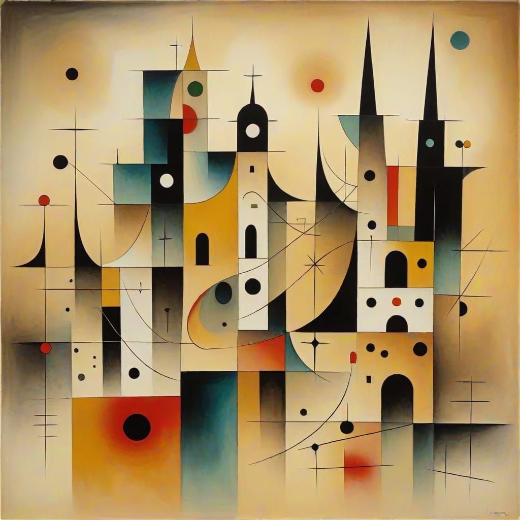 Surrealist Cityscape in Chalk Drawing Style