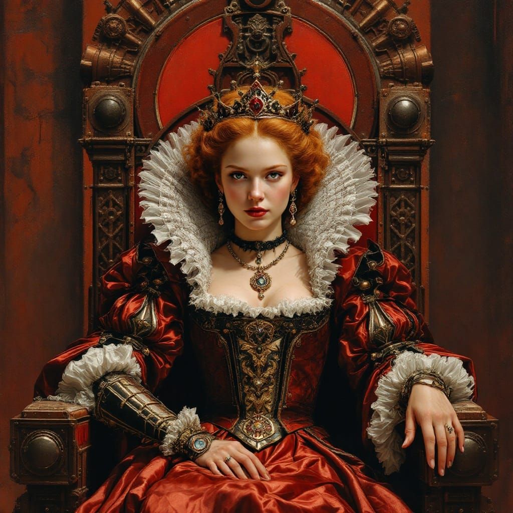 Queen Elizabeth I on Mars, Hyperrealistic Portrait
