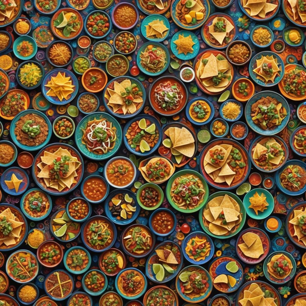 Mexican Food Tabletop Still Life in Fractal Style