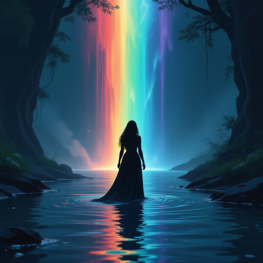 Mystical River Scene in Dark Fantasy Style