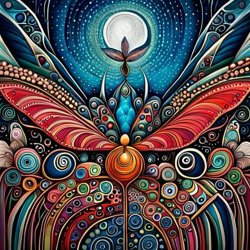 Fantasy Butterfly in Mixed Media Abstract Painting