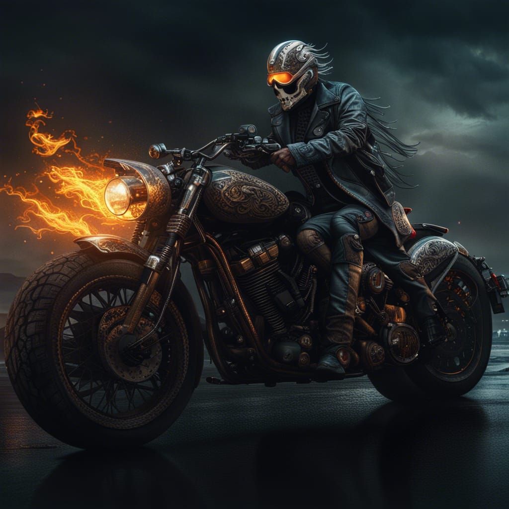 Epic Ghost Riders Motorcycle in Digital Matte Painting