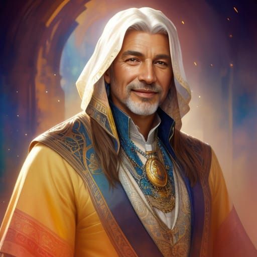 Smiling Man Portrait in Watercolor Style