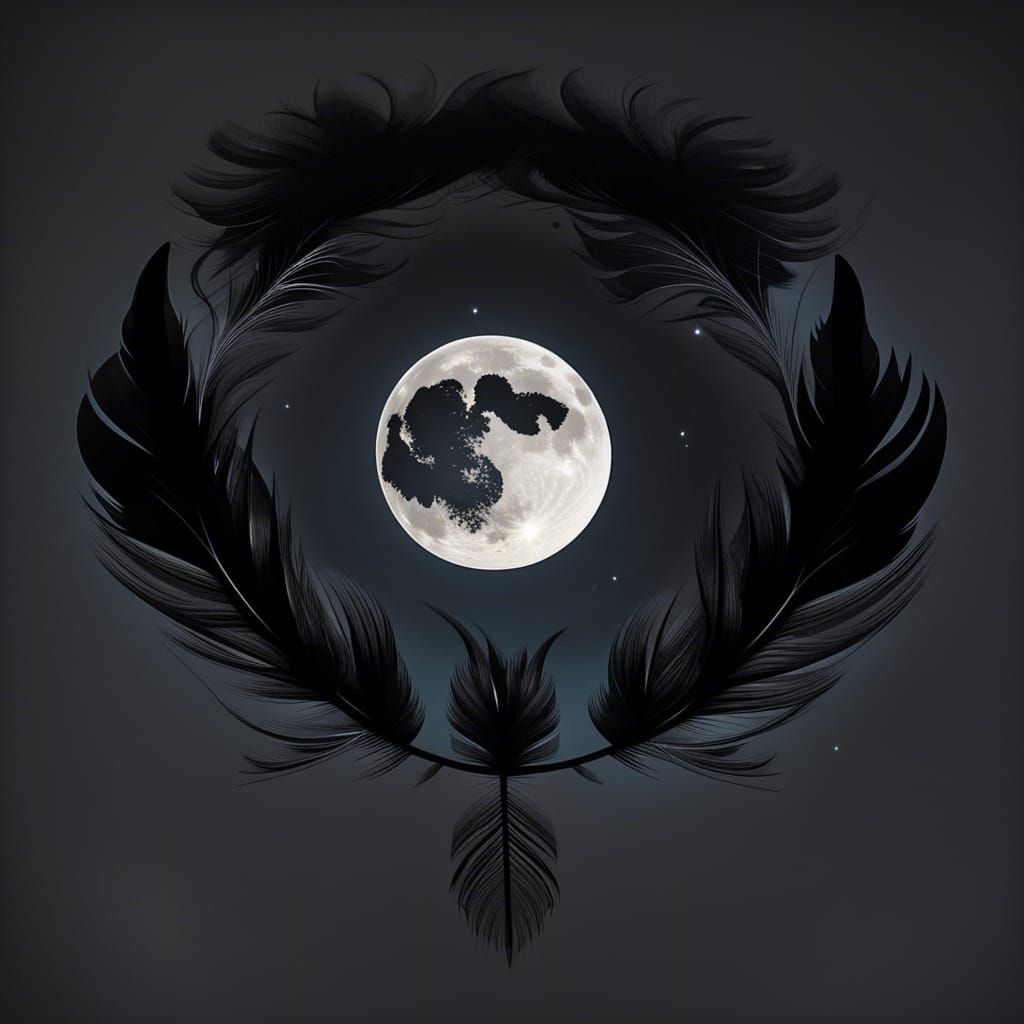 Feathered UN Symbol Over Moonlit Sky