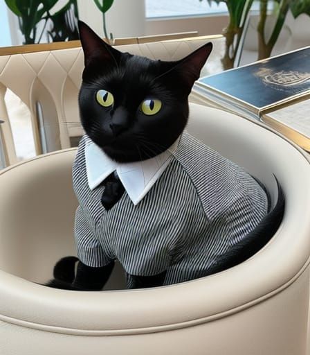 Black Cat in Tuxedo: Anime-Inspired Digital Art