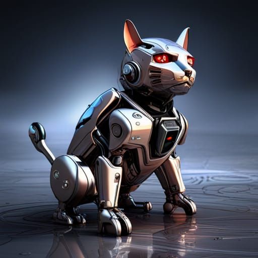 Hyperrealistic Mecha Cyber Kitten Robot