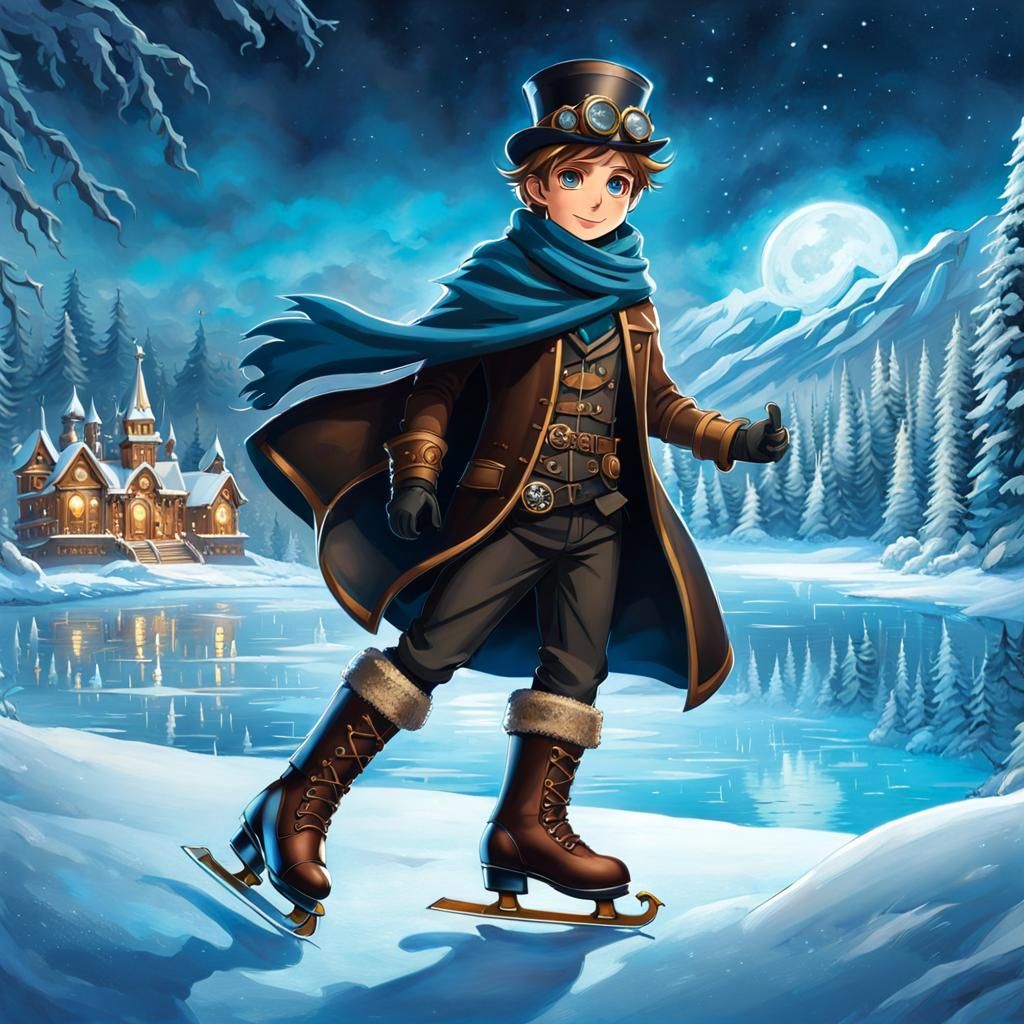 Steampunk Peter Pan ice skating