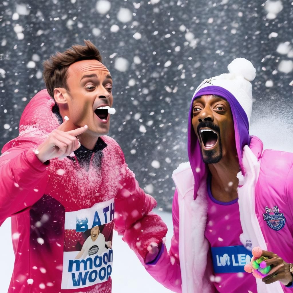 Tom Daley screaming with Snoop Dogg in the snow
