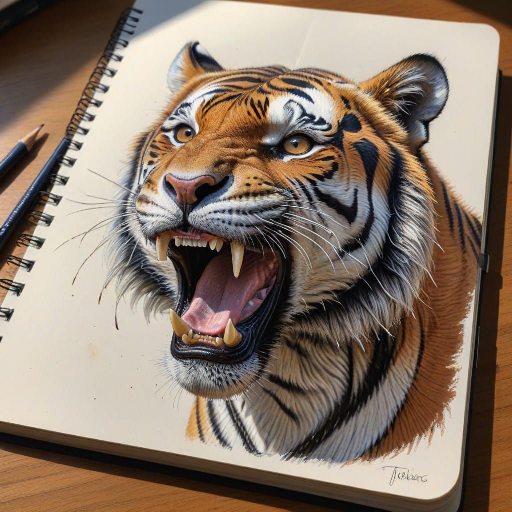 3-D Drawing of a Tiger