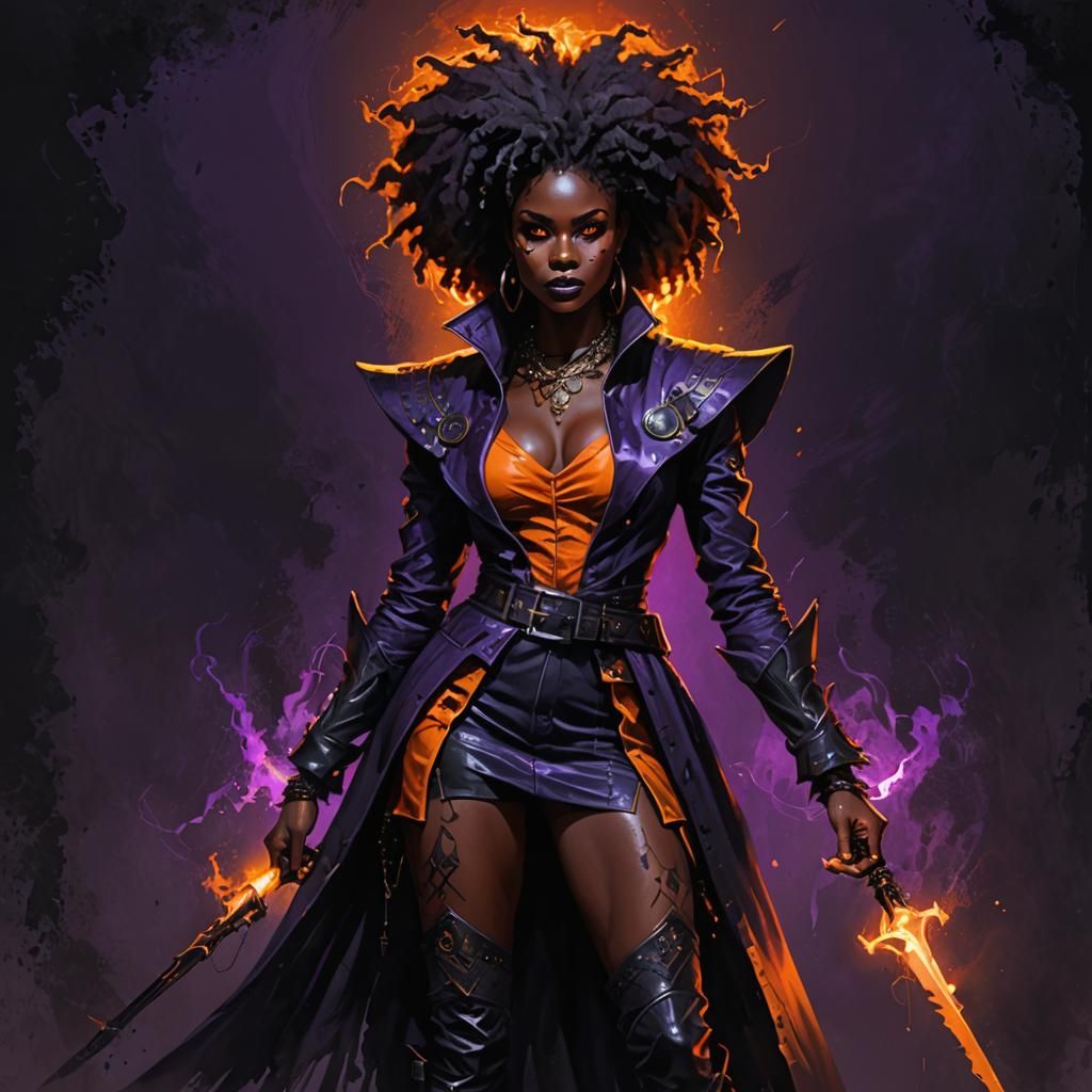 Elegant Dark Witch in Dark Fantasy Style