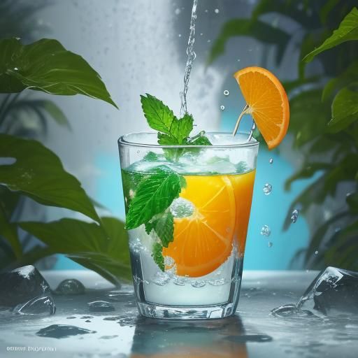 large plastic cup filled with orange juice.