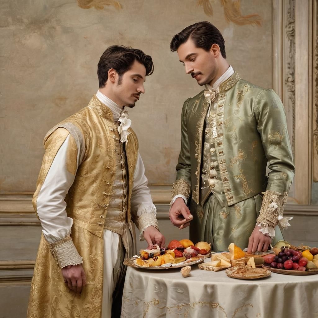 Gay Couple in Renaissance Palazzo, da Vinci Style