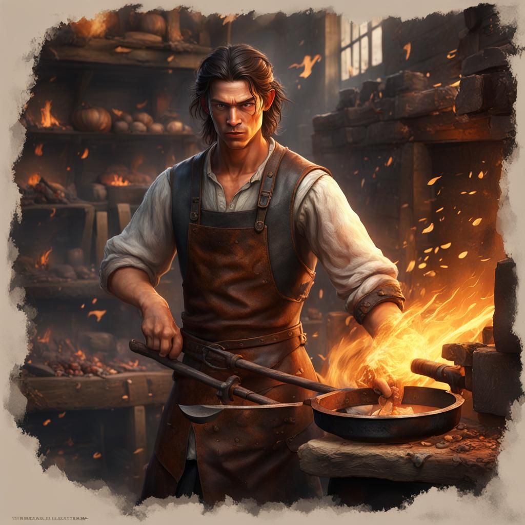 18th Century Blacksmith Apprentice at Blazing Forge