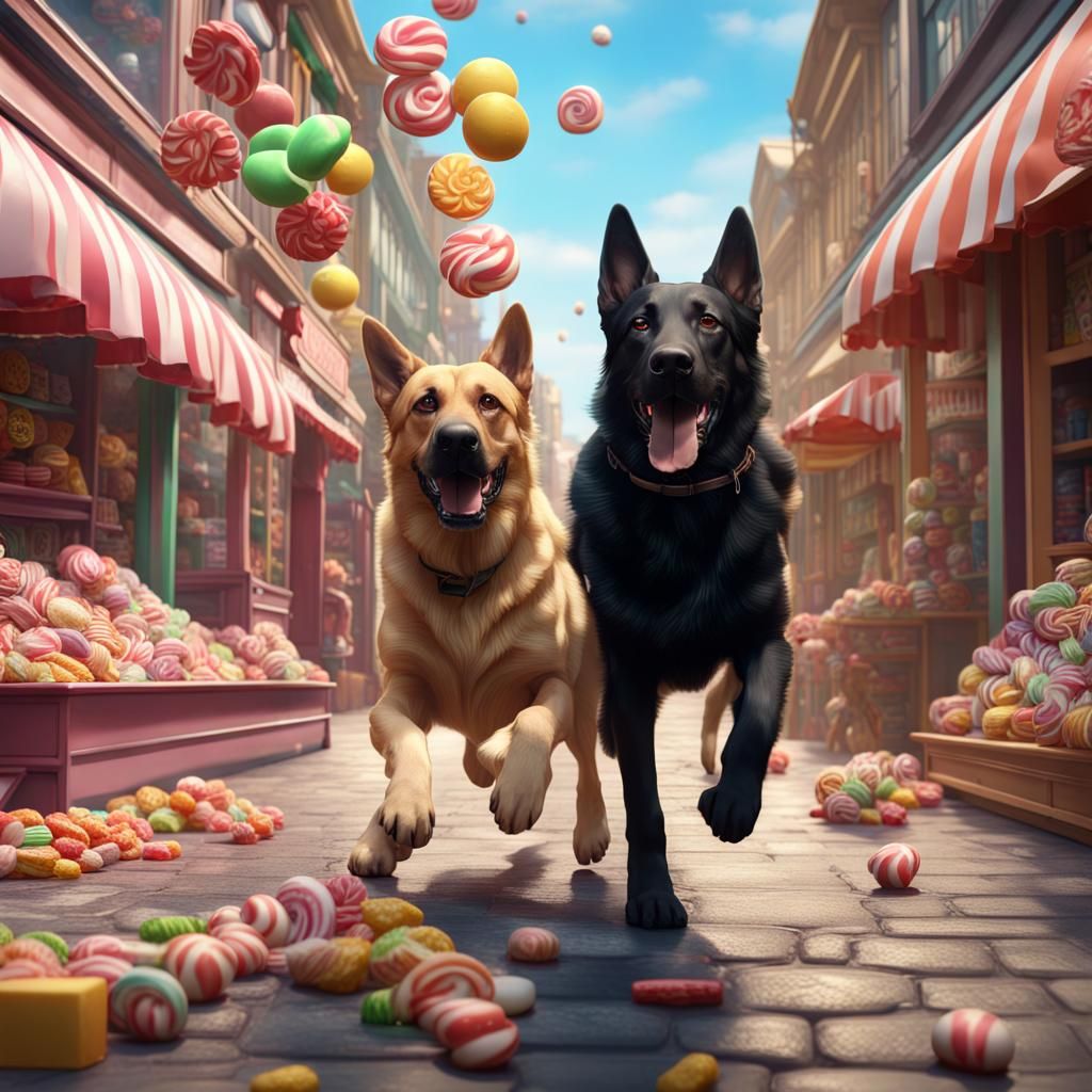 Dogs' Delight: A Candy Store Adventure in Fantasy Art