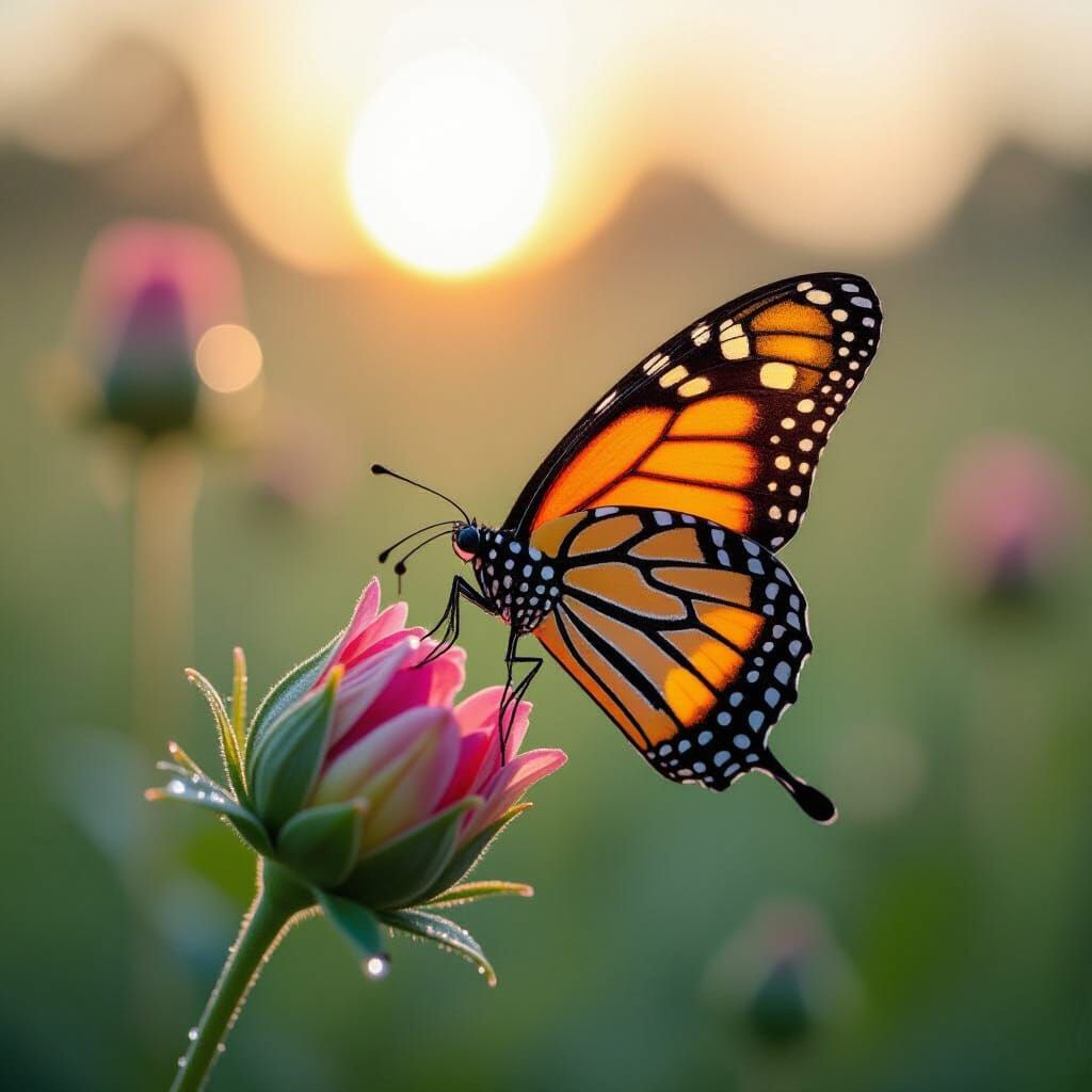 Vibrant Butterfly Emerges From Chrysalis at Dawn