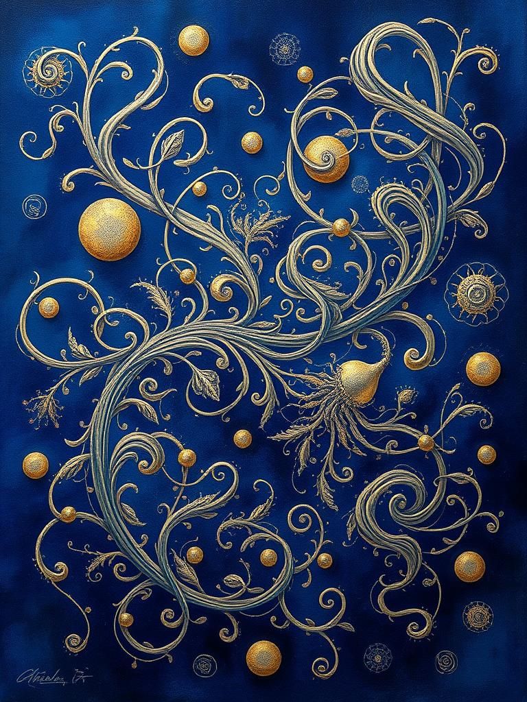 Poetic zentangle. Style of Juan Miro.