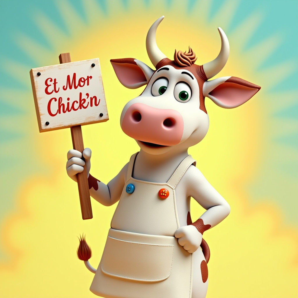 Charismatic Cow Protests in Pixar-Style 3D Art