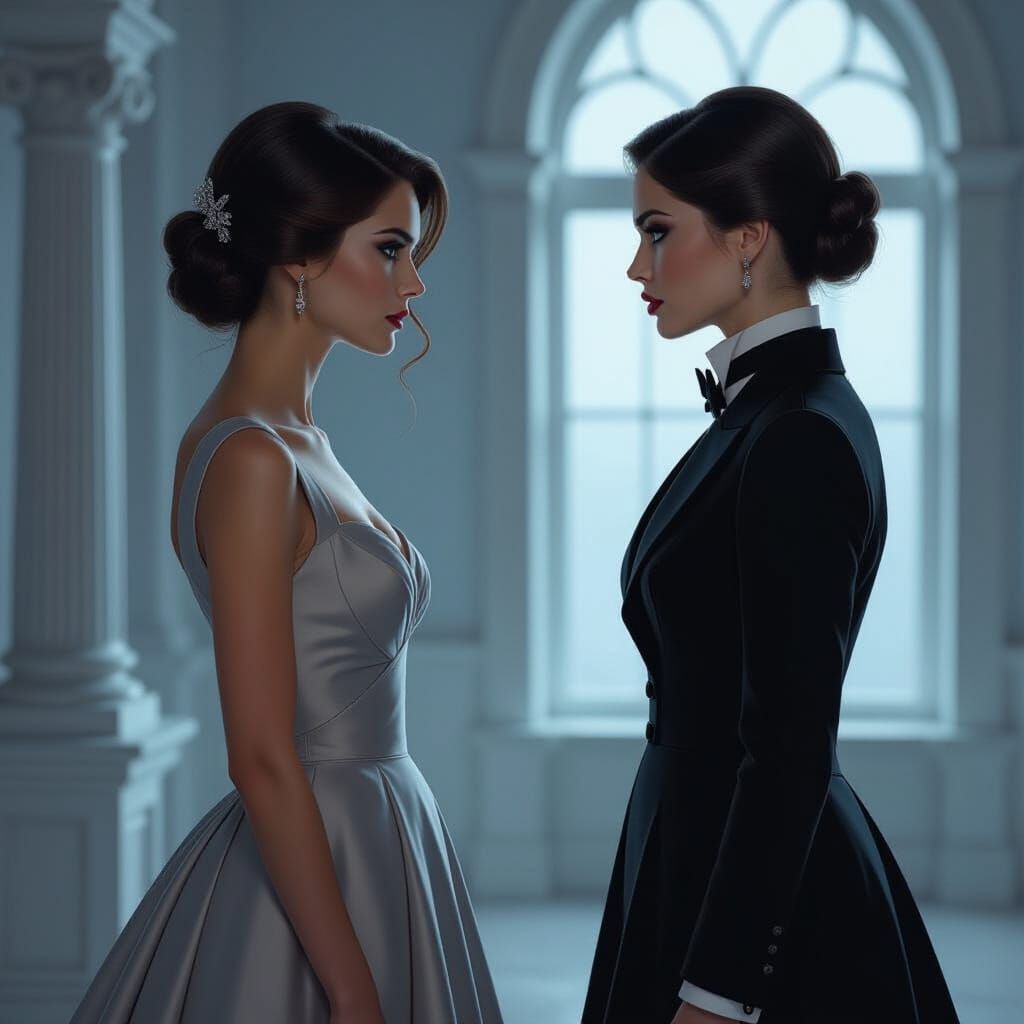 Intense Glare in a Gothic Romance Style