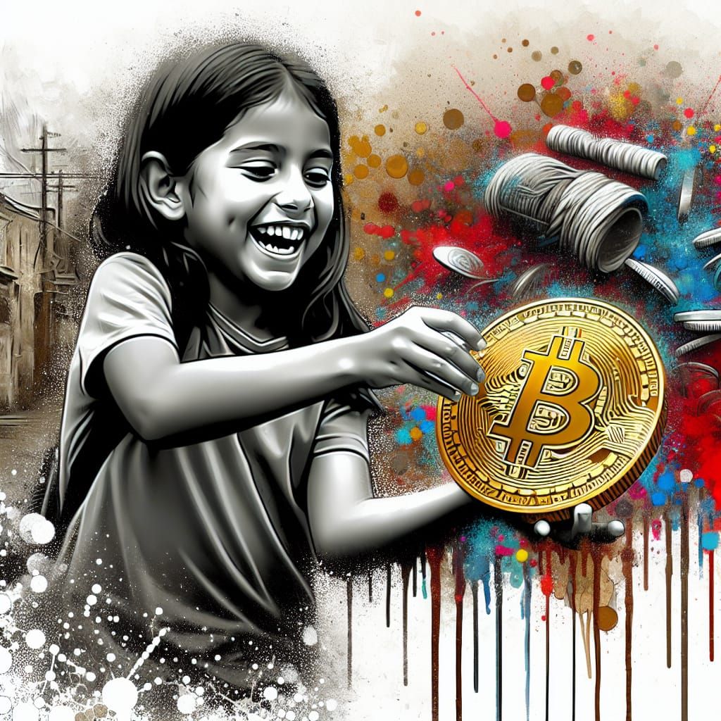 Child Finds Bitcoin in Colorful Graffiti Art