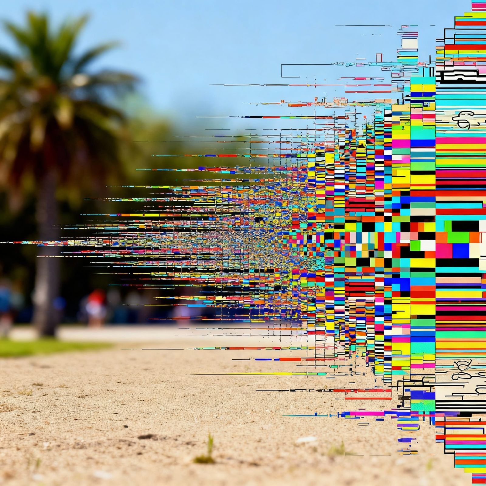 Abstract Glitch Photomontage with Tessellating Patterns