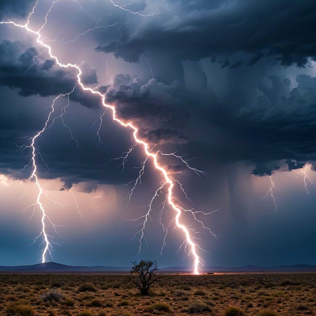 Spectacular Reverse Lightning Display in Natural Lighting