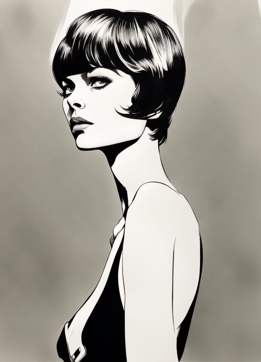 Elegant Woman Portrait in Comic Art Style