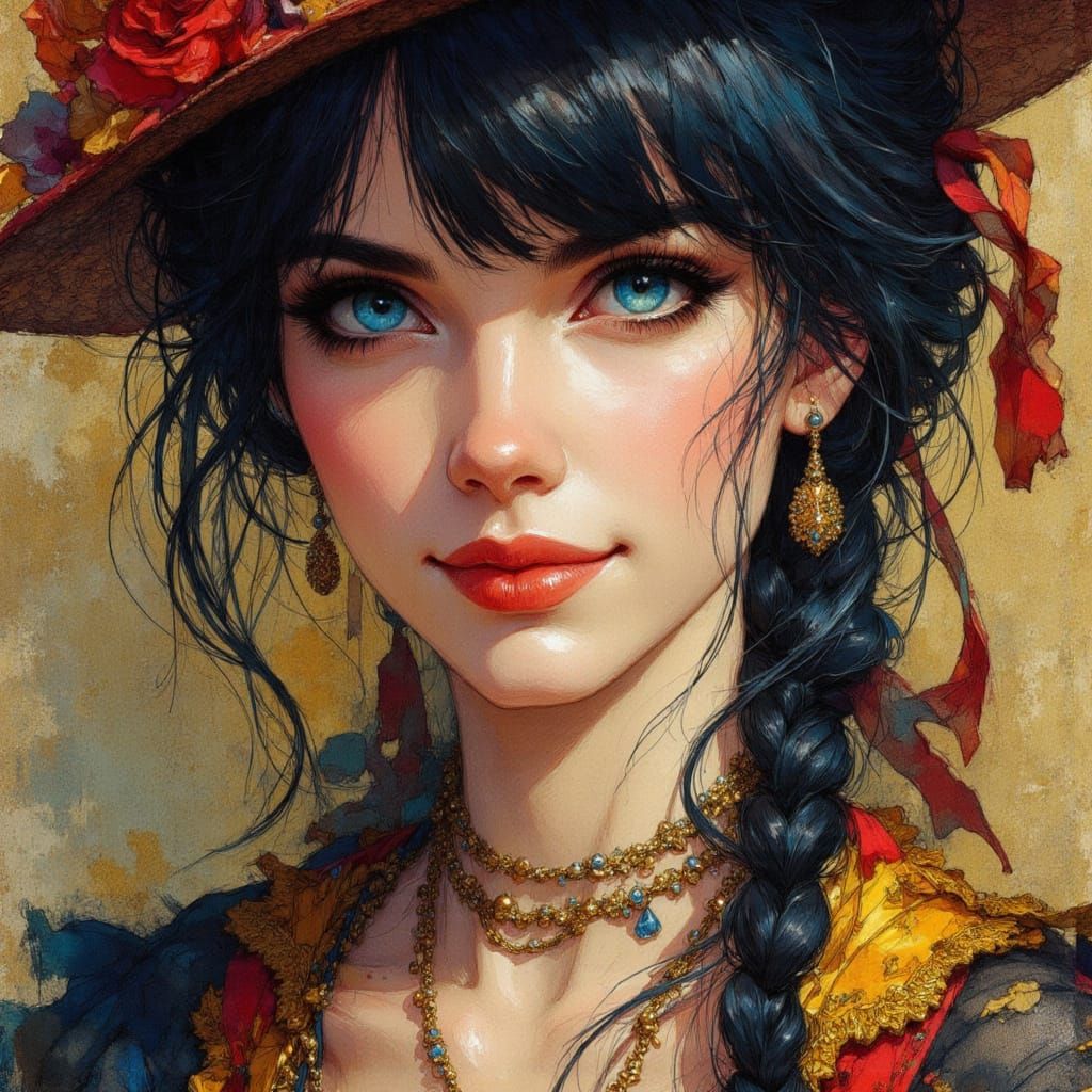 Hyperdetailed Rococo Punk Queen Portrait in 32K