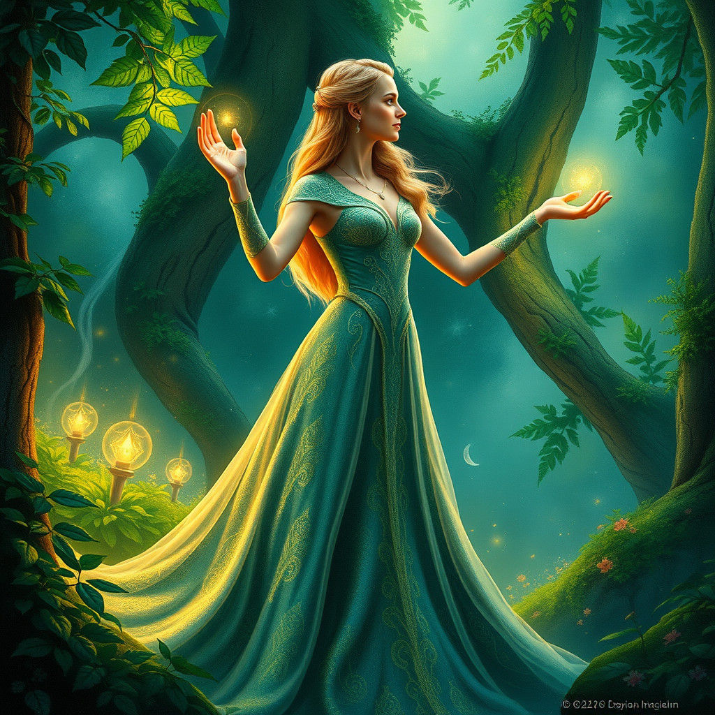 Galadriel in Lothlórien: A Photorealistic Colored Pencil Art