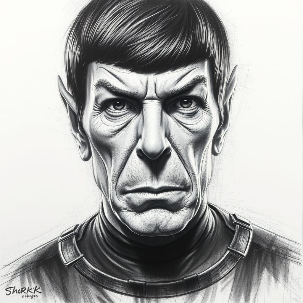 Spock in Hyperdetailed Charcoal Drawing