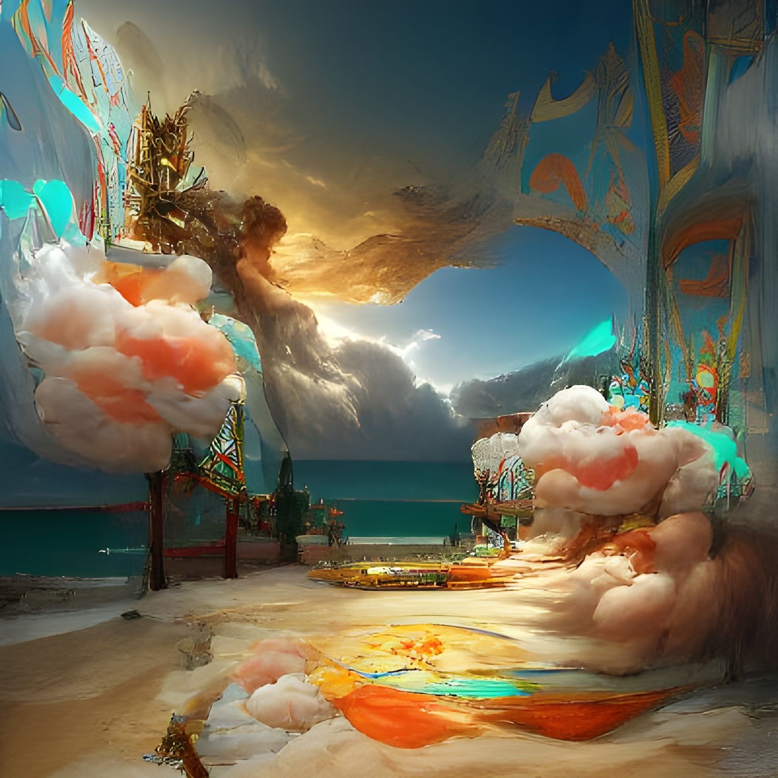 Fantasy Beach Concept Art in Art Nouveau Style