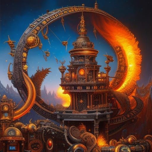 Time travel in a time machine in flames