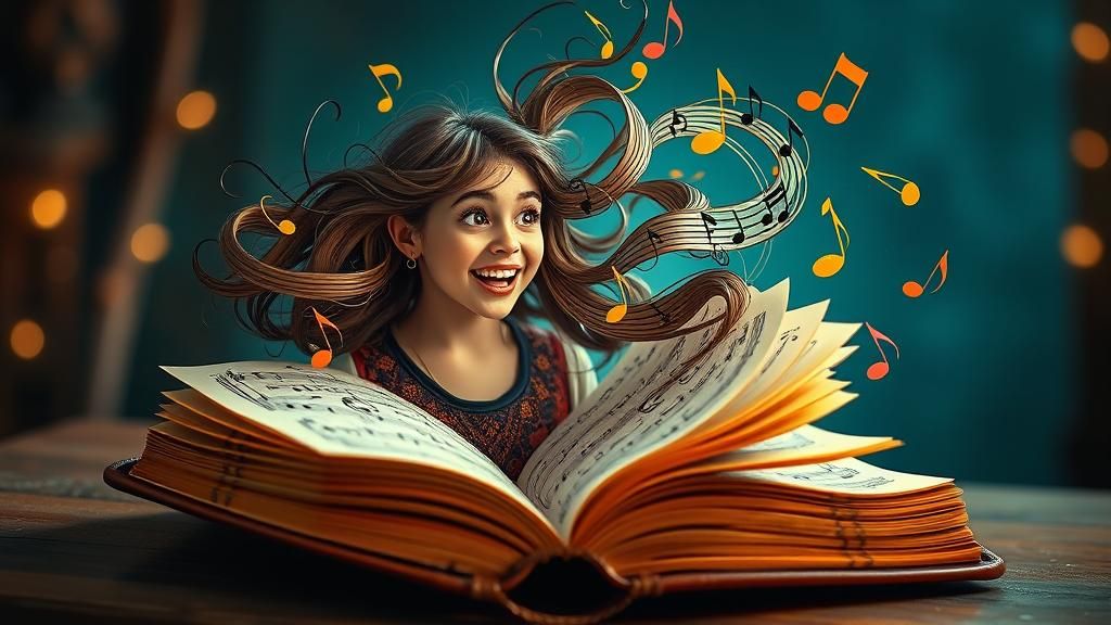Music Notes Erupting from Book in 3D Render